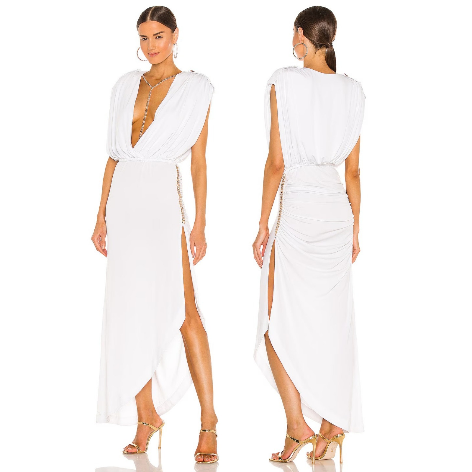 Retrofete Florence Maxi Dress Draped Chain Formal Elegant Sexy Bridal Party M
